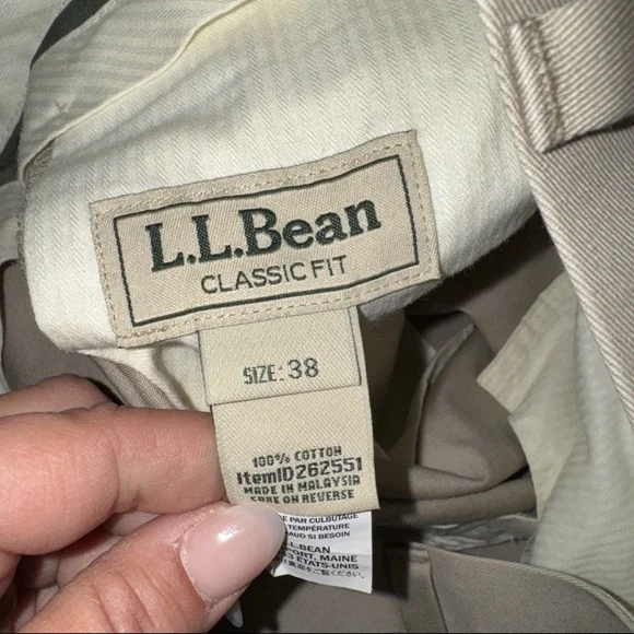 LL Bean Pants Mens 38 Tan Comfort Waist Chino Khaki Dress Pockets Dadcore READ - Picture 4 of 6